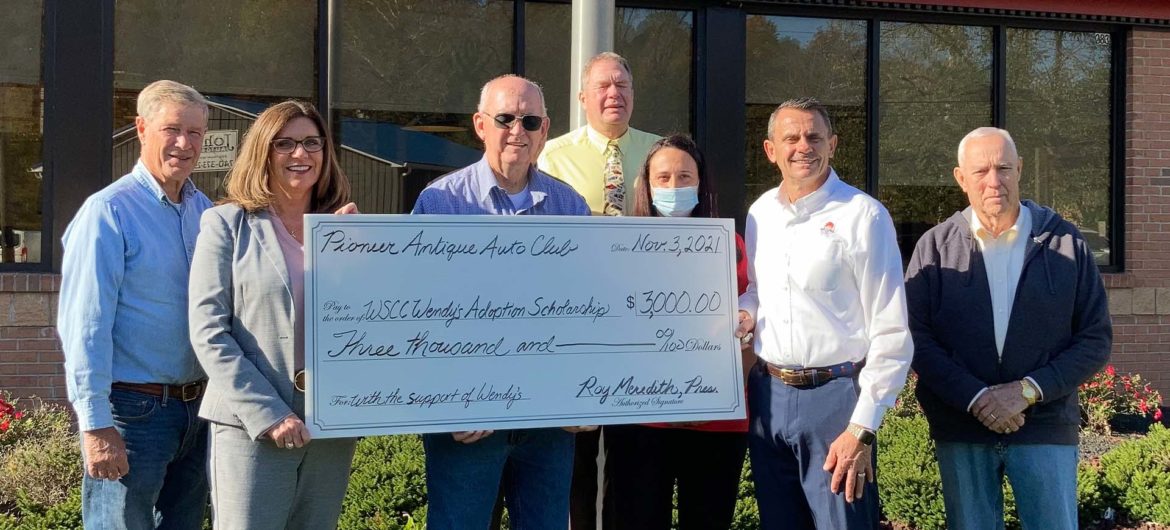 Pioneer Antique Auto Club (PAAC) of the Mid-Ohio Valley, with the support of the local Wendy’s franchise, recently made a $3,000 donation to the Washington State Community College (WSCC) Foundation to support the Wendy’s Adoption Scholarship.