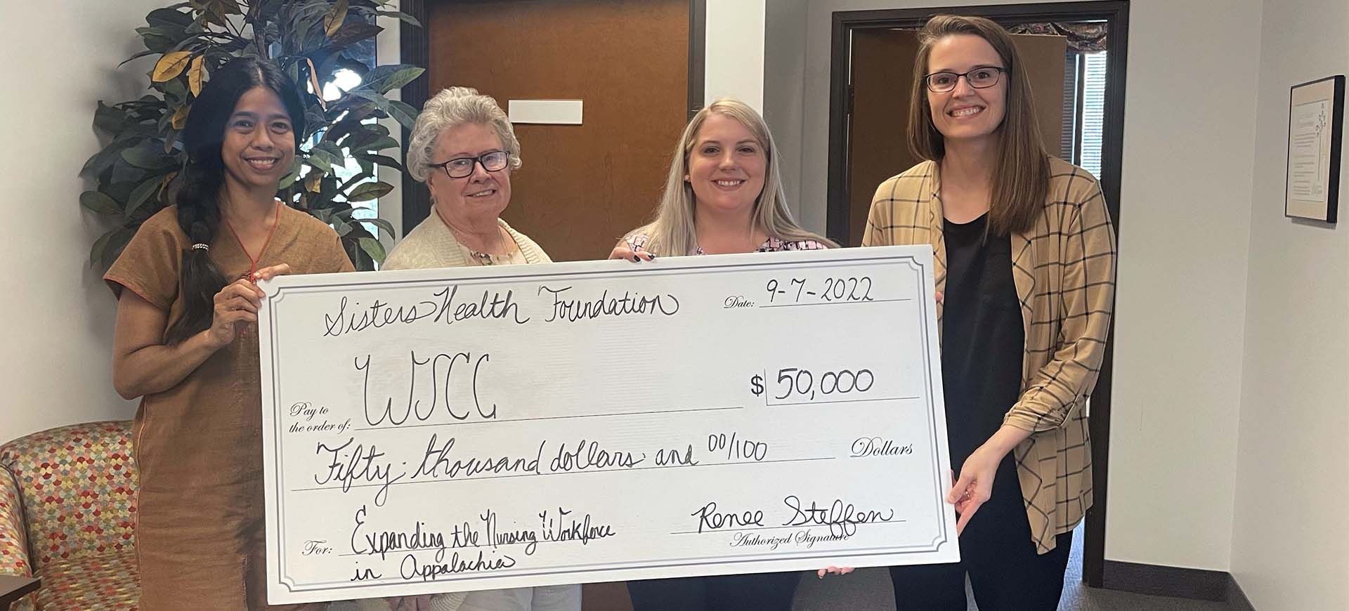 In support of the advancement of the nursing workforce in Appalachia, Sisters Health Foundation has awarded Washington State Community College a $50,000 grant.