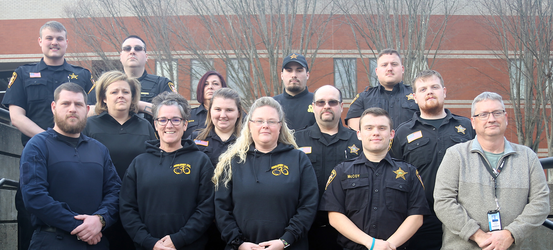 corrections officers from area agencies recently completed the Ohio Corrections Officer Basic Training Academy. Shown are front row, left to right: Cody Brooks, Rebecca Carson, Tara Spaun, DaKota McCoy, and WSCC POBA Commander and Director of Public Safety Joseph Browning. Second row, left to right: Tabitha Schafer, Kaleigh Hinton, David Oliver, and Kyle Sisson. Back row, left to right: Matthew Borman, Joshua Cummings, Traci Chapman, Justice Klusty, and Adam Blackstone.
